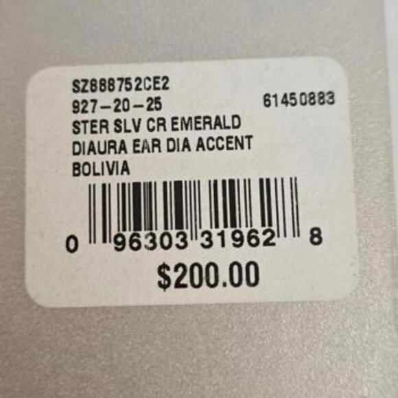 Sterling Silver Emerald and Diamond Accent Earrings NIB - Picture 2 of 4